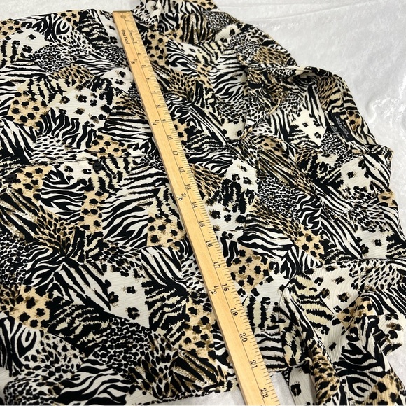 Notations animal print button down leopard tiger xl blouse attached black tank - Picture 11 of 14